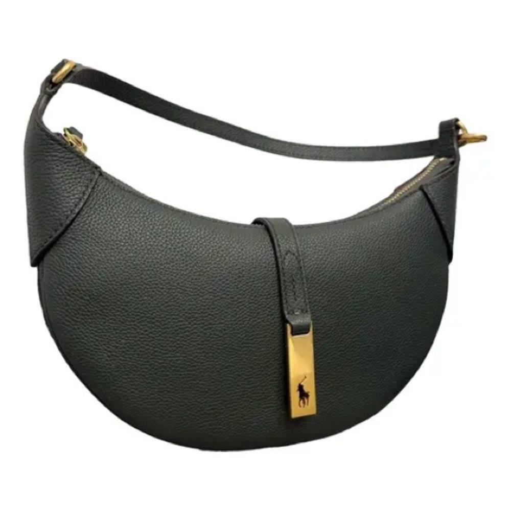 Ralph Lauren Black Crescent Shoulder Bag with Gold Hardware